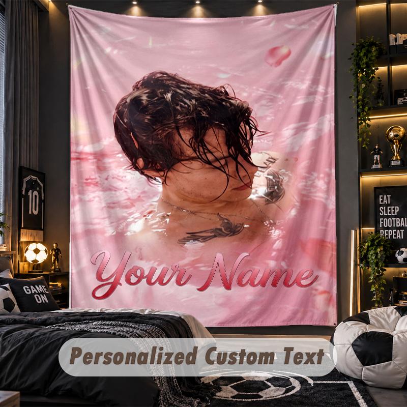 Personalized Wall Tapestry,Harry Styles Custom Printed Name, Fabric Wall Art For Indoor Room Backdrop