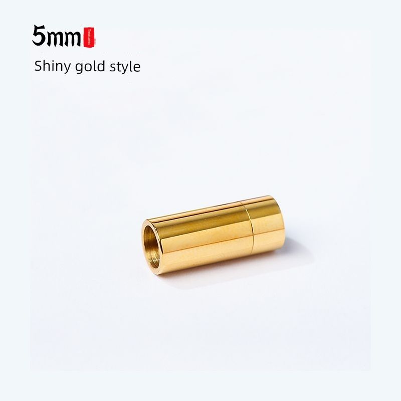 

Прямой бочонок из нержавеющей стали, плетеная вручную веревка, магнитная застежка Bright gold/one hole with inner diameter of 5mm