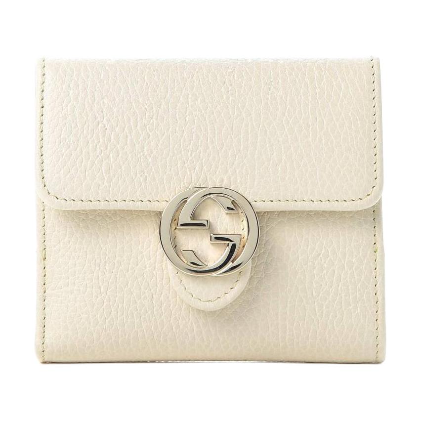 

Gucci Interlocking G Leather Wallet White Pebbled Leather Bifold Card Holder 615525-CAO0G-9522 Shopping Bag Set(Basic Set+Shopping Bag)