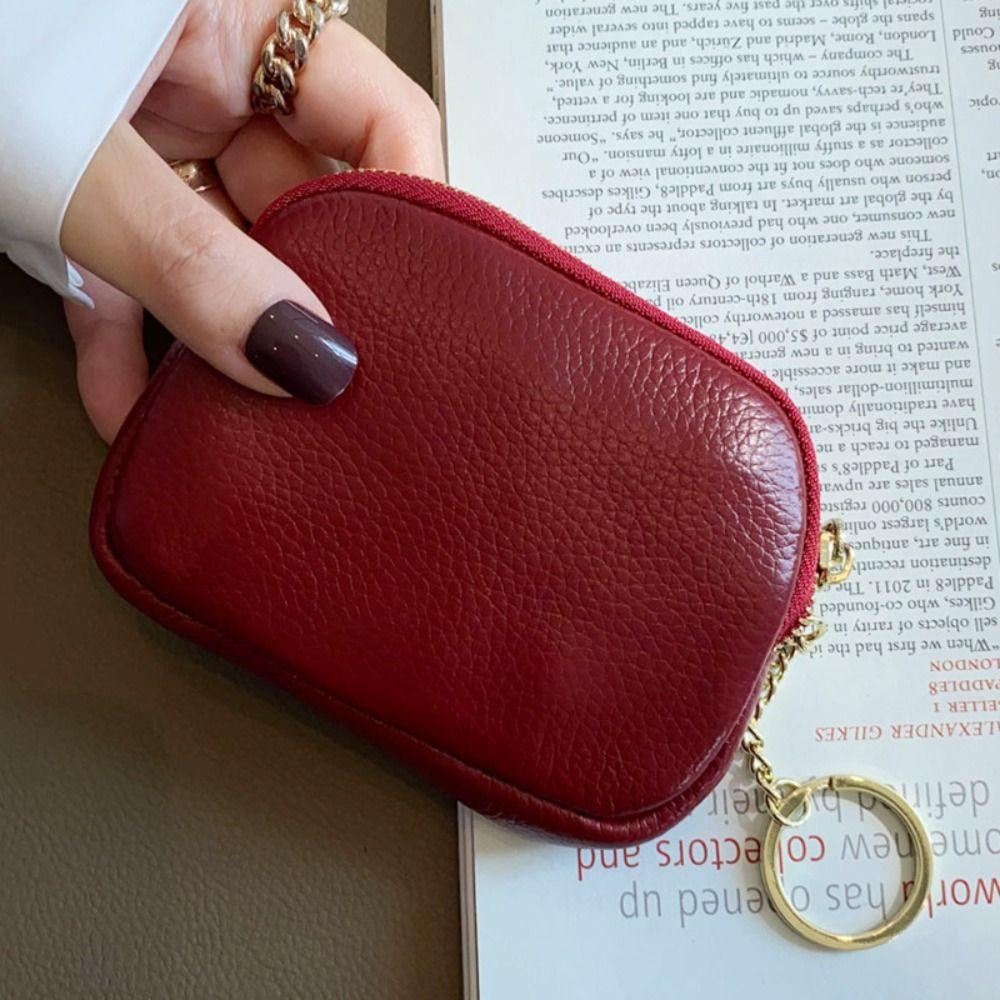 Einfarbige Geldbörse aus echtem Leder Weiche Mini-Clutch-Tasche Modische Münzbörse aus Rindsleder Männlich/Weiblich