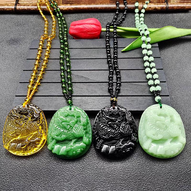 New Imitation Obsidian Kirin Xianrui Necklace Imitation Aventurine Jasper Kirin Pendant
