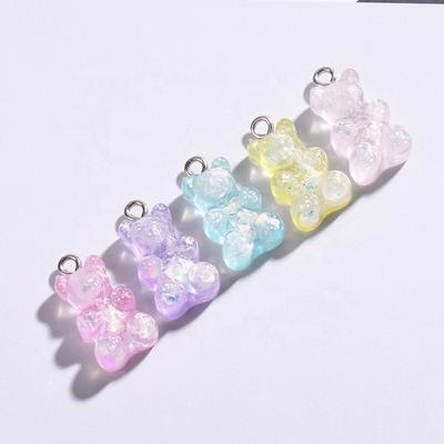 100pcs Glitter Candy Bear Cute Resin Gummy Bear Charms  Cartoon Pendant Jewelry Decor Earrings Keychain Necklace Accessory