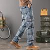 Men's Plus Size Wide Leg Multi-Pocket Workwear Denim Pants