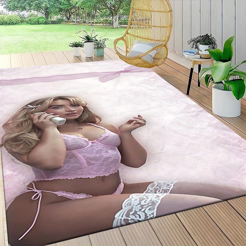 Pink Lace Romance Carpet Rug Soft Washable Antislip Home Living Room Sofa Mats Personalized Christmas Rug