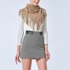 Women's Hollowed Knitted Triangular Scarf Imitation Cashmeres Soft Winter Shawl Wrap Neckerchief Blanket with Fringes