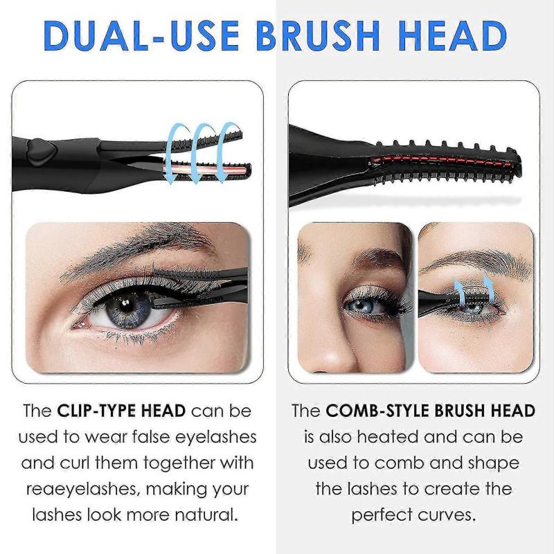 Electric Heated Lash Curler,2 In 1 Clip-type Usb Rechargeable Eyelash Curlerblackssxjv