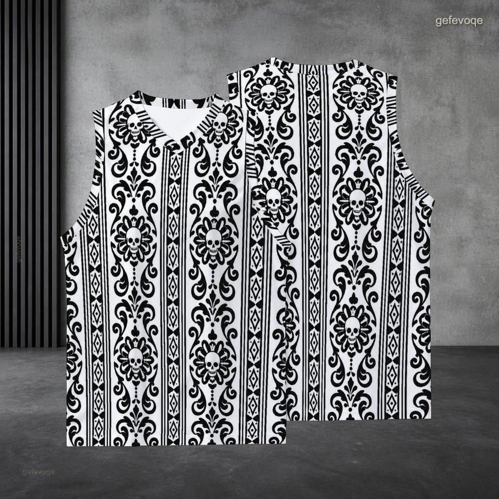 Men s Plus Size V Neck Sleeveless Tank Top Ethnic Geometric Printed Off White
