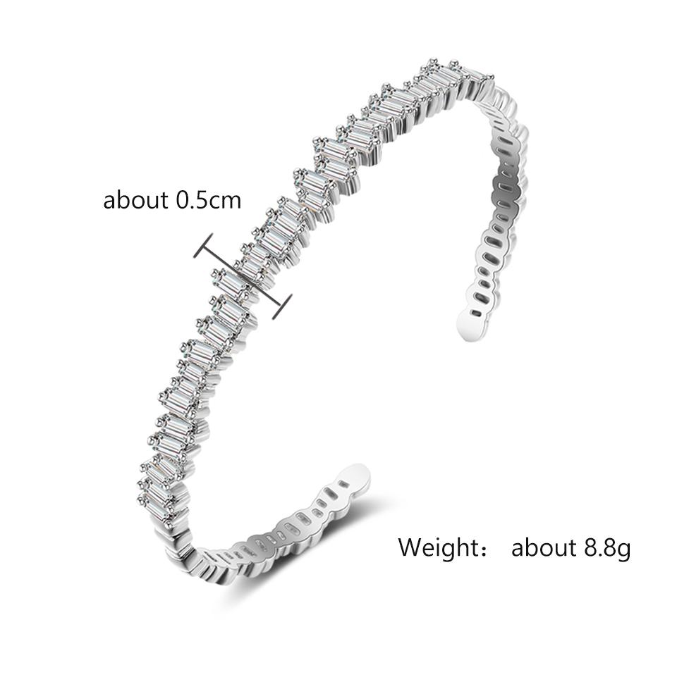 ZAKOL Fashion Cubic Zirconia Cuff Bangles for Women Trendy Baguette Men Open Bracelet Party Jewelry B154