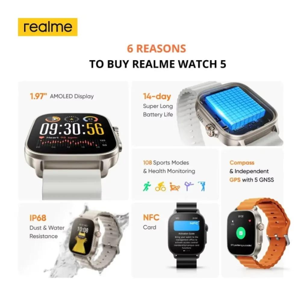 Realme Watch 5 Smartwatch AMOLED Display Black