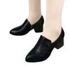 Medium Heel Black Work Thick Heel Small Leather Shoes Women's 2025 Spring and Autumn New Comfortable Mother Shoes Versatile Medium Heel Shoes Sing