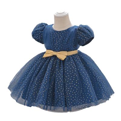 Marineblauwe jurk voor pasgeboren baby 1e verjaardag doopjurk meisjes korte mouw babykleding kant schattig kinderfeest vestidos kinderkleding