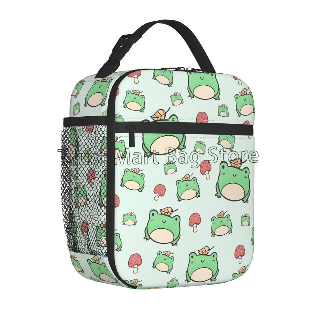 Cute Frog Lunch Bag for Women Boys Girls Portable Lunch Box Reusable Cooler Tote Bag for Office Work School Picnic Beach Travel