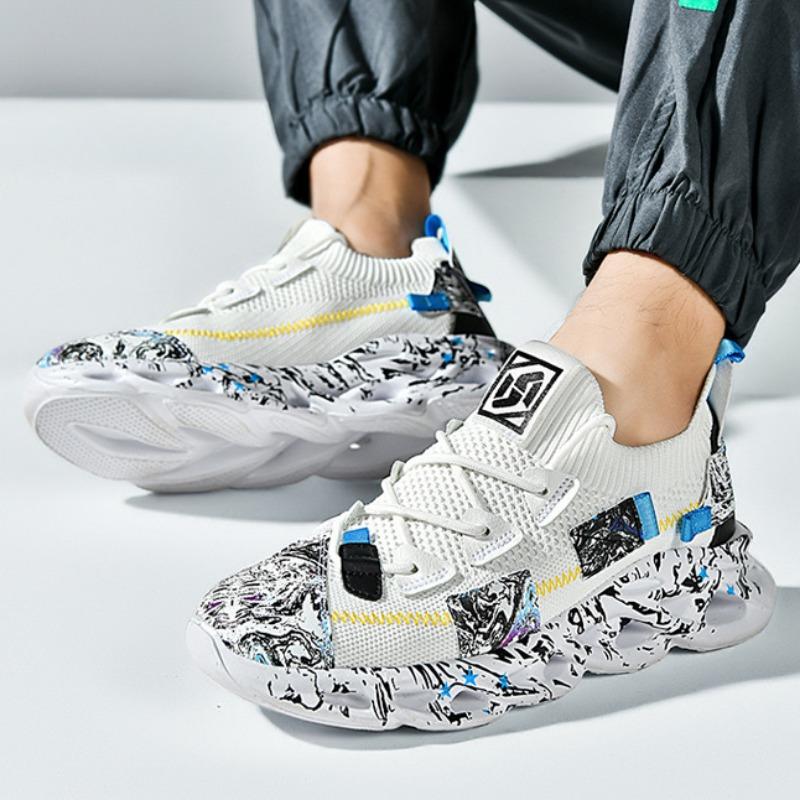 Luxury Men Sneakers Trend Brand Designer Running Shoes Graffiti Fashion Street Blade Sole Skateboarding Shoes Platform Mesh Shoe