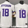 Maglia NFL Minnesota Vikings 18 Jefferson Bianca Stile Autentico Uniforme da Football Americano Uomo