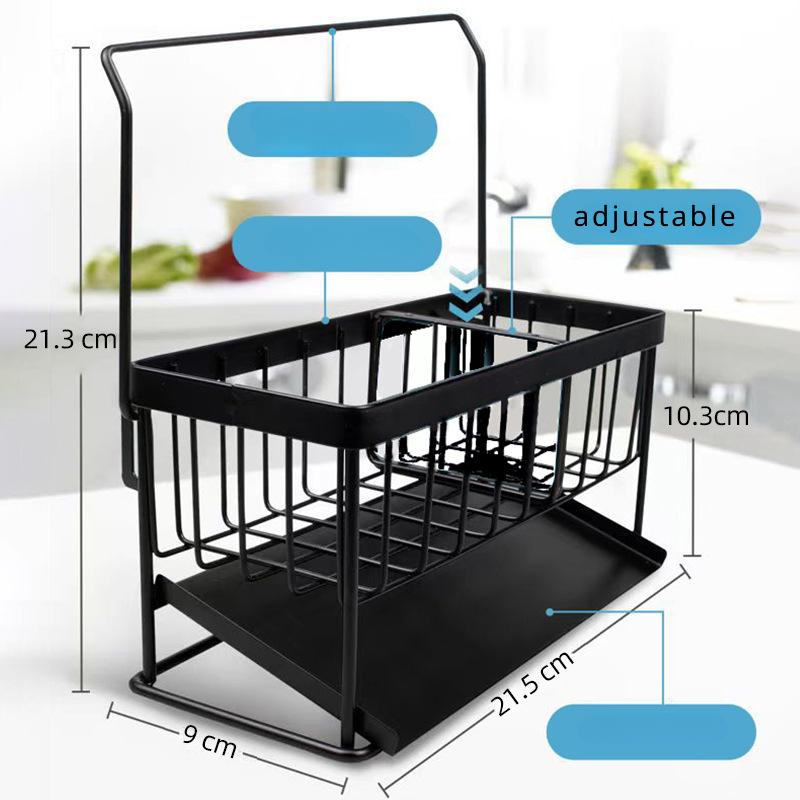 

Stainless Steel Sink Drain Rack Multifunctional Kitchen Sponge Holder Sink Dish Cloth Organizer KTY Black чёрный