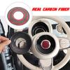 For Fiat 500 Abarth 595 2016-2025 Real Carbon Fiber Car Steering Wheel LOGO Emblem Cover Car Interior Accessories
