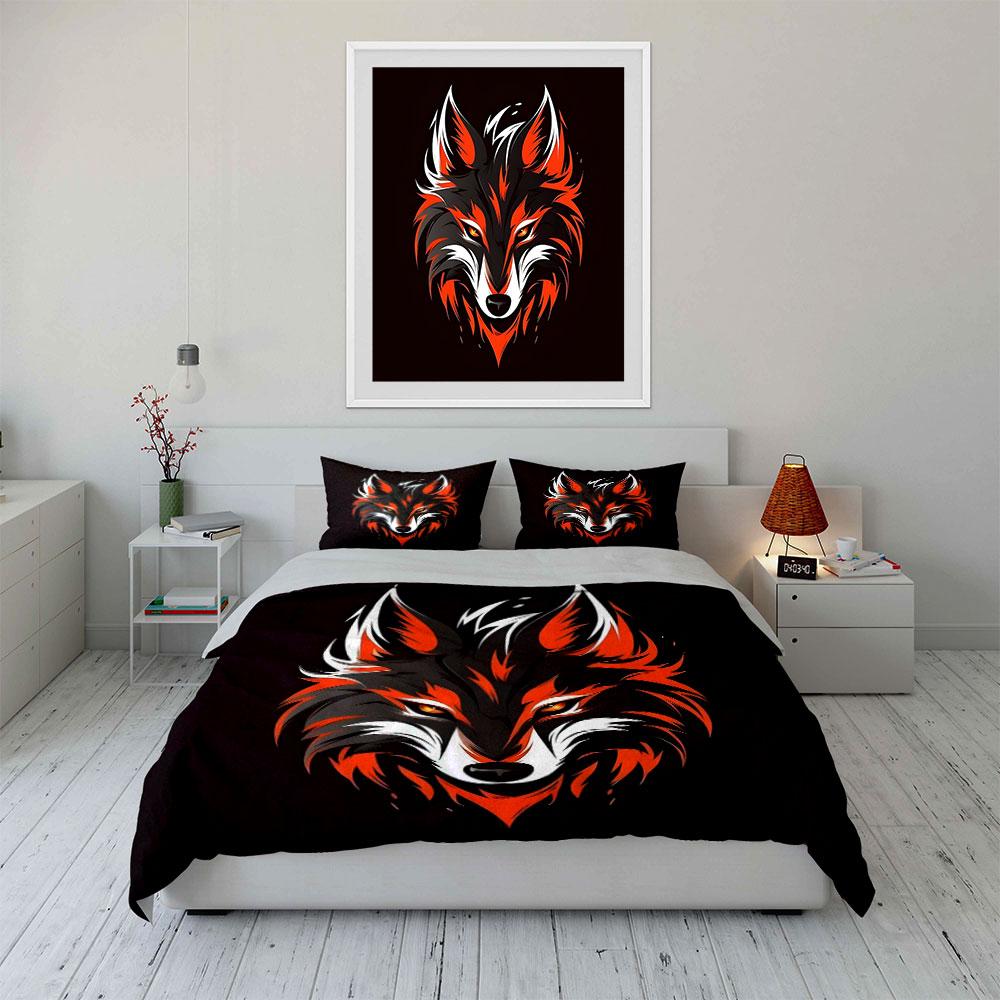 Fiery ferocity, blazing wolf. Bedding sets Duvet covers Pillowcases(1* Duvet Cover 2* Pillowcases without duvet insert)
