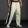 Fashion trousers men's trousers autumn and winter splicing colour collision loose straight drawstring casual trousers men