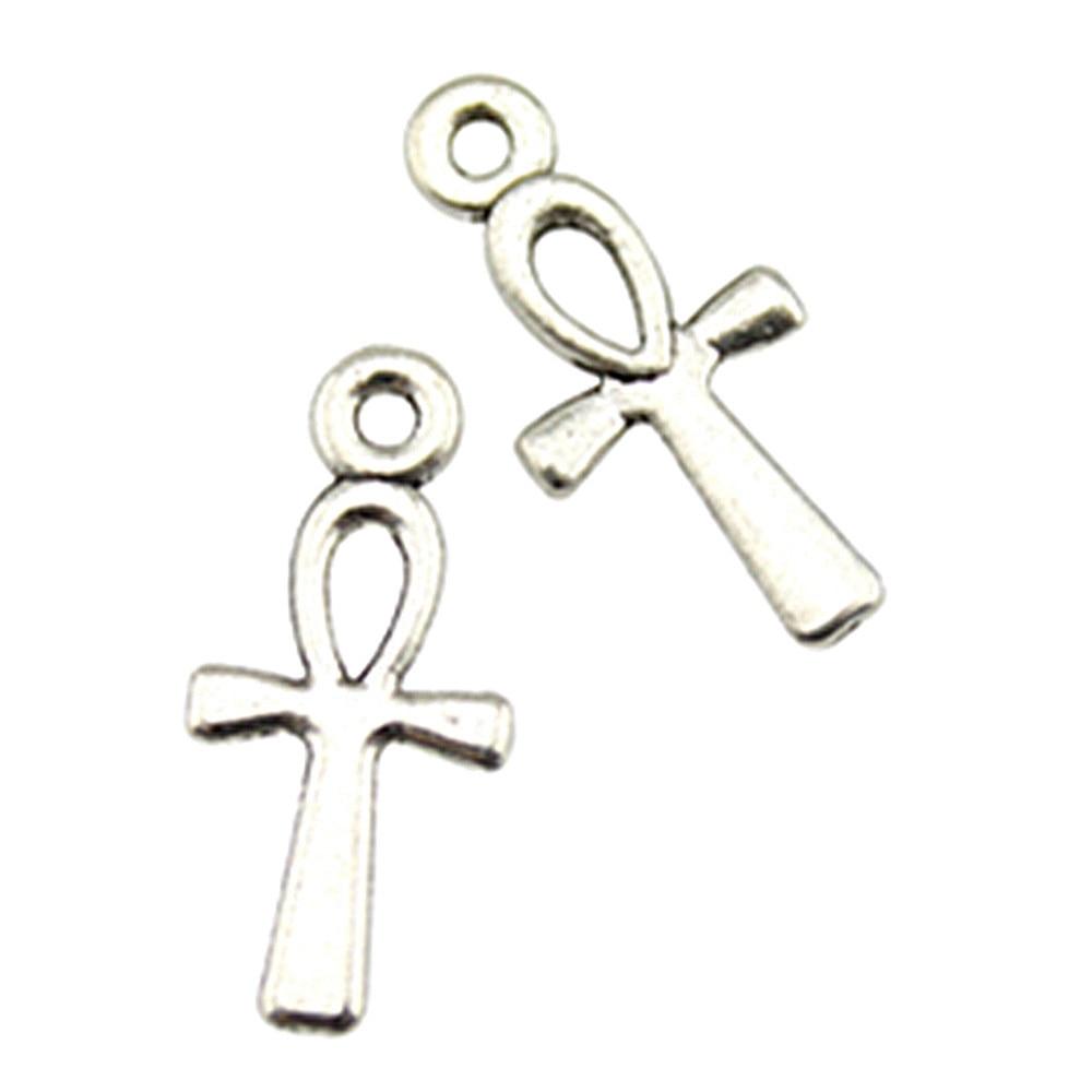 

40шт Life Key Ankh Крест Шармы Шармы Античное серебро Цвет Цинковый сплав 18X8mm