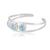 Blue Topaz Cuff Bracelet: Oval Gemstone, Sterling Silver