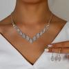 3 Piece Women Rhinestone Necklace Earring Set Luxurious Sparkling Copper Plated Leaves Fashionable Elegant High Accessories