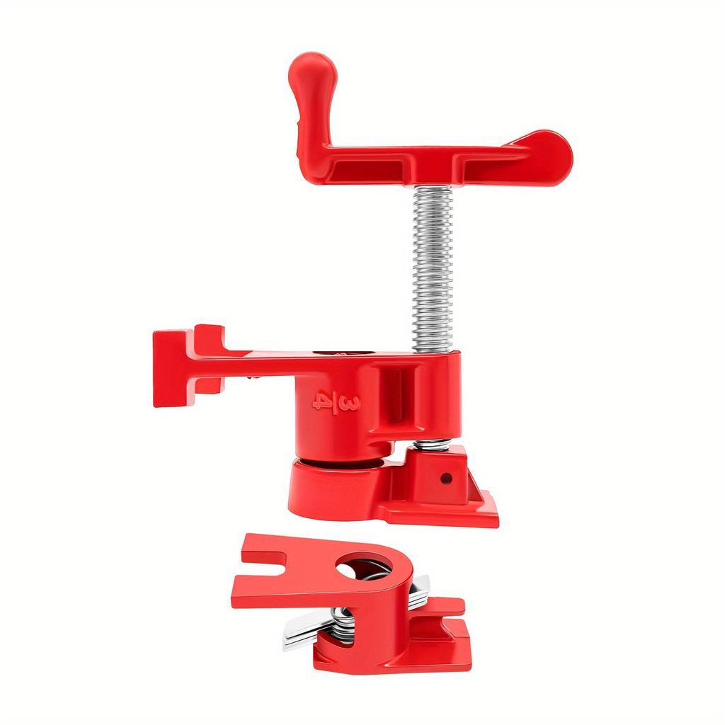4-Piece Wood Gluing Pipe Clamp Set – Heavy-Duty Cast Iron Bar Clamps for Woodworking – Red