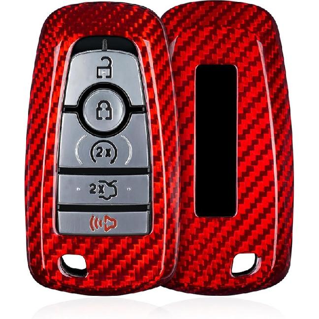 T-Carbon Fits Ford F150 Raptor Key Fob Cover With Keychain;Key Fob Case Compatible With Ford Bronco Raptor 2025;Glass Fiber Key Shell Protector Fits