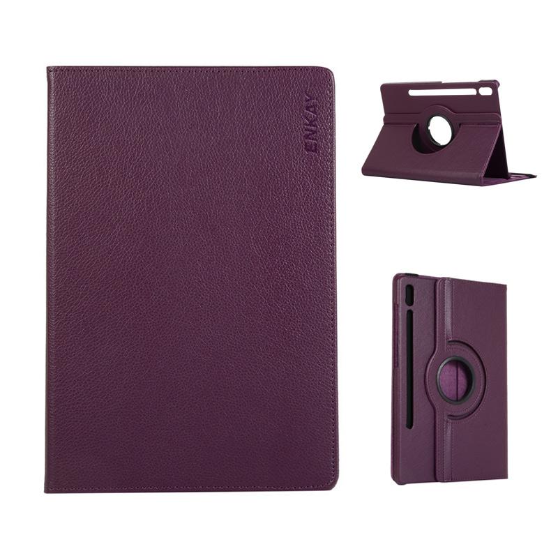 

For Samsung Galaxy Tab S9 FE/Galaxy Tab S9/Galaxy Tab S10 FE Tablet Case ENKAY HAT PRINCE Litchi Texture PU Leather Cover Stand Dark Purple