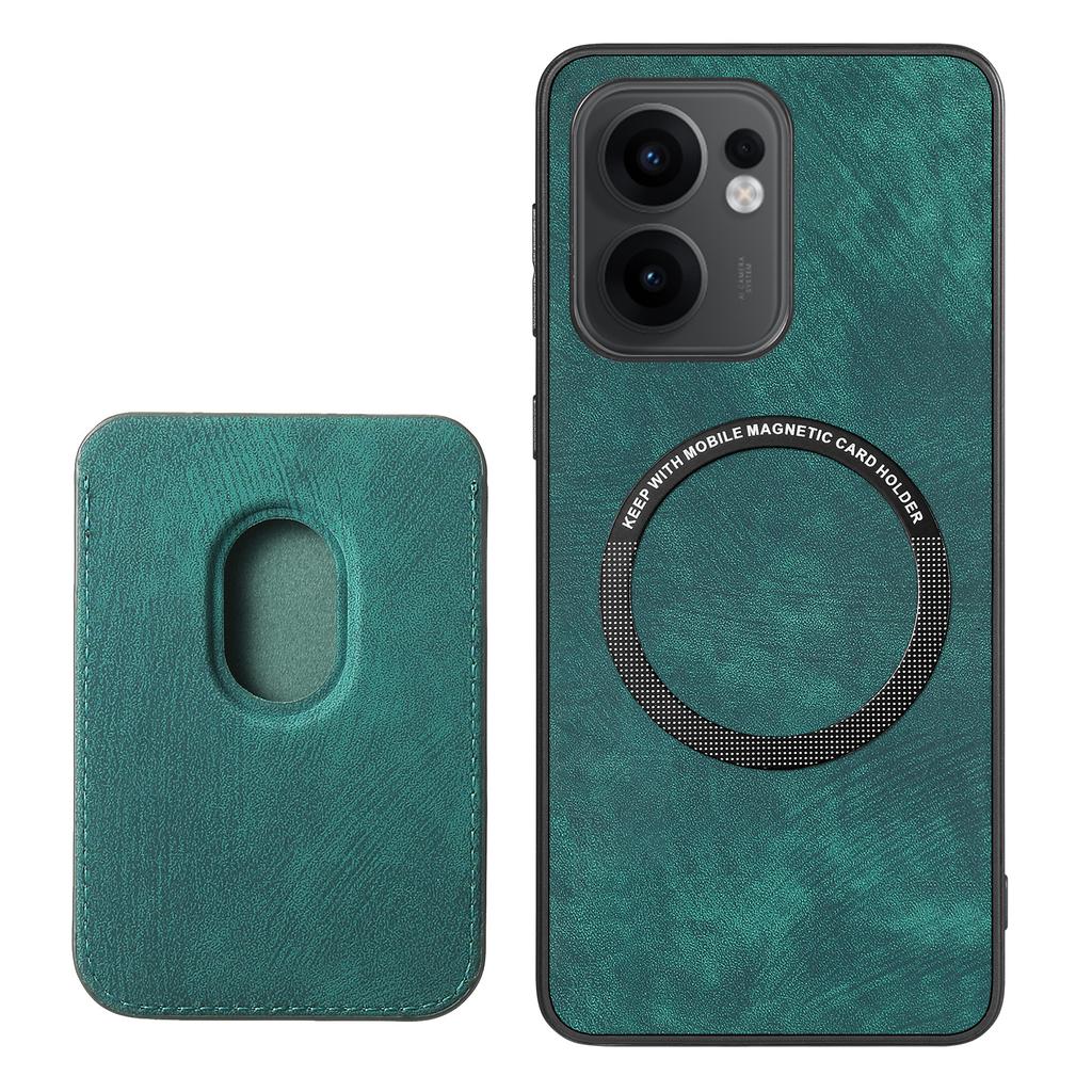 For Oppo Reno13 F 5G Case Compatible with MagSafe Leather Back Cover with Detachable Card Holder