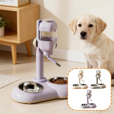 Pet Standing Water Dispenser Feeding Station Automatically Feeding Pet Feeder Waterer Dog Bowl with Two Steel Bowl for Bunny