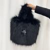 Women Luxury Faux Fur Leather Tote Bag Large Capacity Shoulder Crossbody Handbag