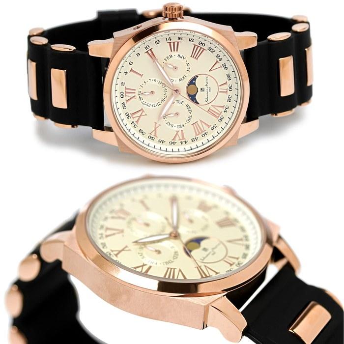 Salvatore Marra Watch Moon Phase Multi-Calendar 50m Waterproof Business Formal Men's Rubber Strap Limited Model White Pink Gold