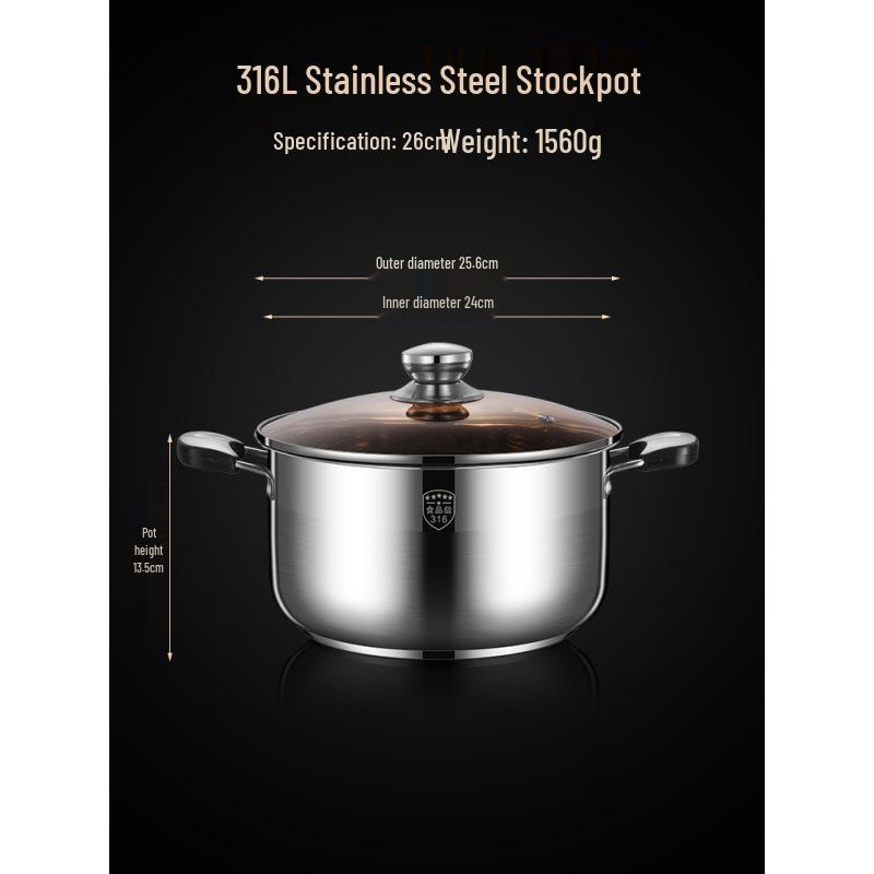 2025 Three-Layer 316 Stainless Steel Steamer & Soup Pot for Induction & Gas Stoves