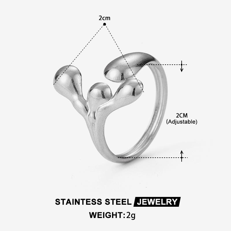 Women s 304 Stainless Steel Curved Line Titanium Ring - Trendy, Durable, Non-Fading