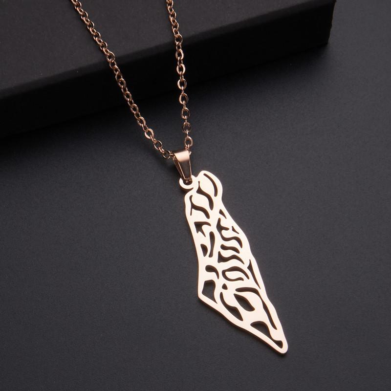 

Шарм-украшения, Полая титановая сталь, Карта палестинского флага, Арабская подвеска-ожерелье розового золота