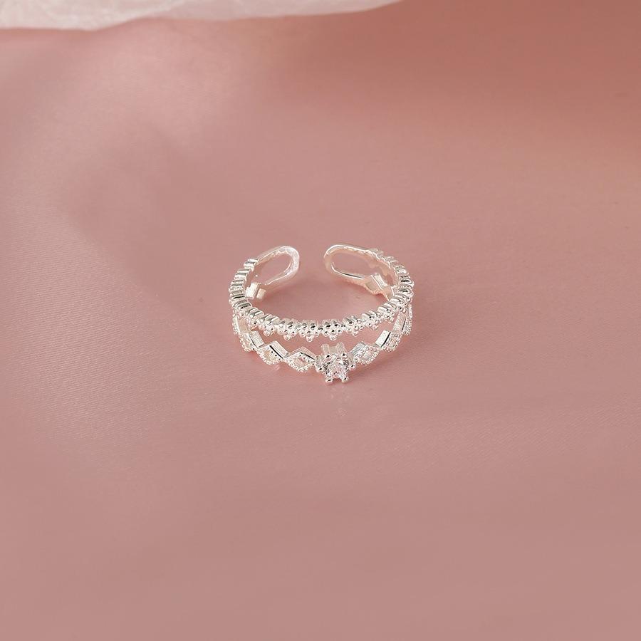 

Кольцо-корона с двойным цирконом, женский нишевый дизайн, милое открывающееся регулируемое кольцо, кольцо на указательный палец