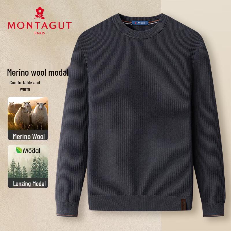 

MONTAGUT Men s Crew Neck Wool Blend Thermal Sweater XL (52)