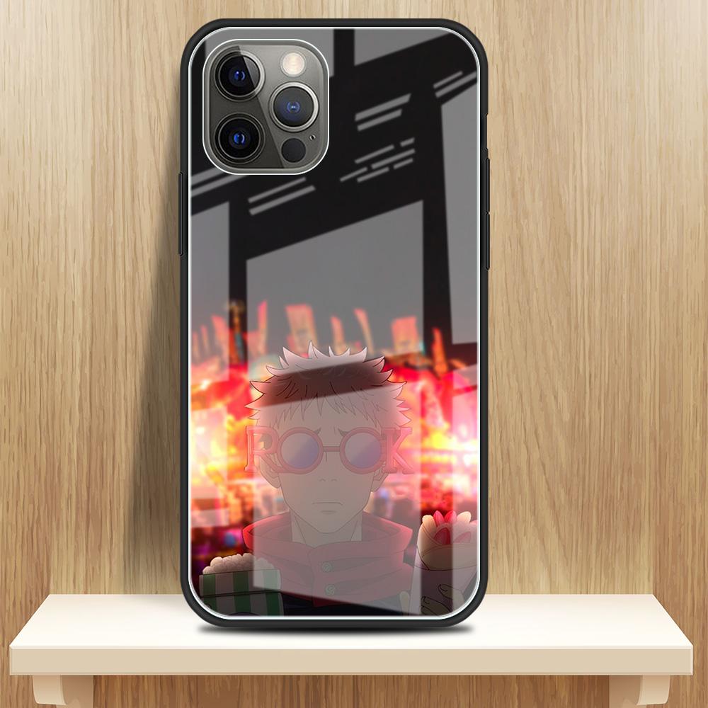 Tempered Glass Case Apple iPhone 13 12 Mini 11 Pro Max XR XS SE 2020 7 8 Plus 6 6S X Phone Cover Back Shell Jujutsu Kaisen Gojo