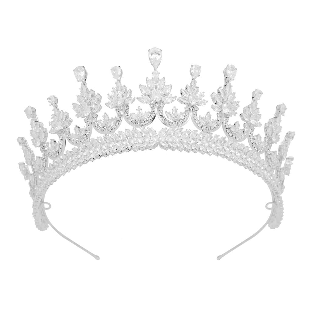 New European and American Zircon Bridal Crown Headpiece Metal Electroplating Korean Style Diamond Crown Wedding Hair Accessories