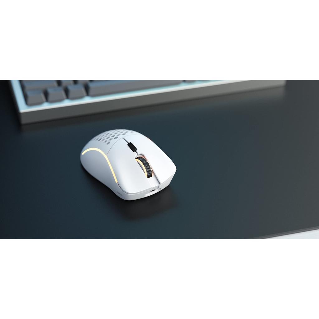 Glorious Model D Minus Wireless - Matte White Honeycomb Design Small Lightweight Wireless Gaming Mouse GLO-MS-DMW-MW MS594