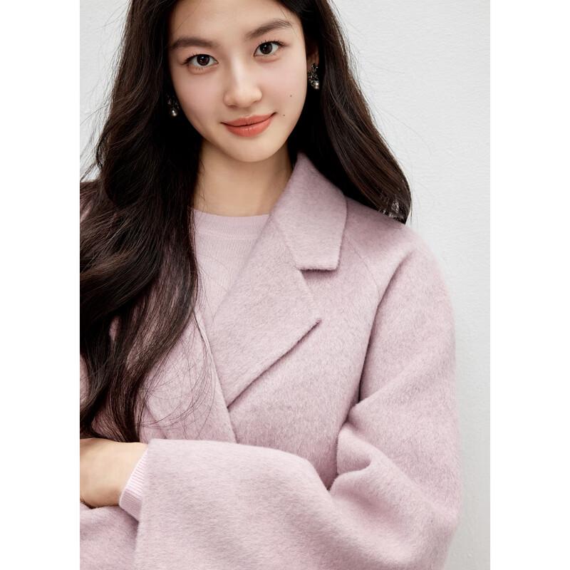 Qiusui Yiren Women's 100% Merino Wool Double-Breasted Winter Coat