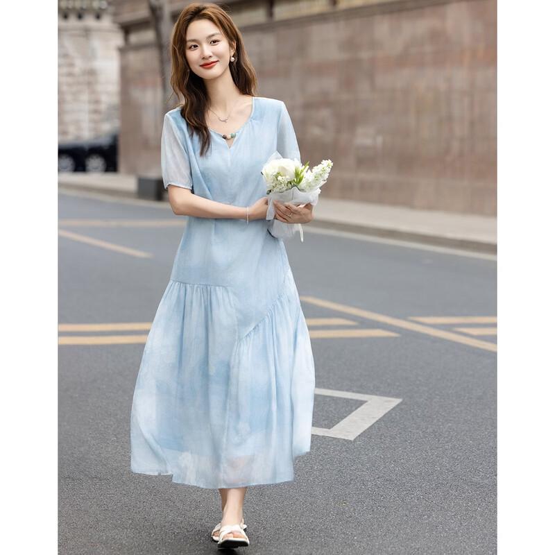 Demana Summer Tie-Dye Print Lyocell Blend Midi Dress