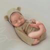 Infant Photography Outfit Bear Themed Soft Plush Set Baby Romper with Hat Set Baby Dress Up Set for Memorable Pictures