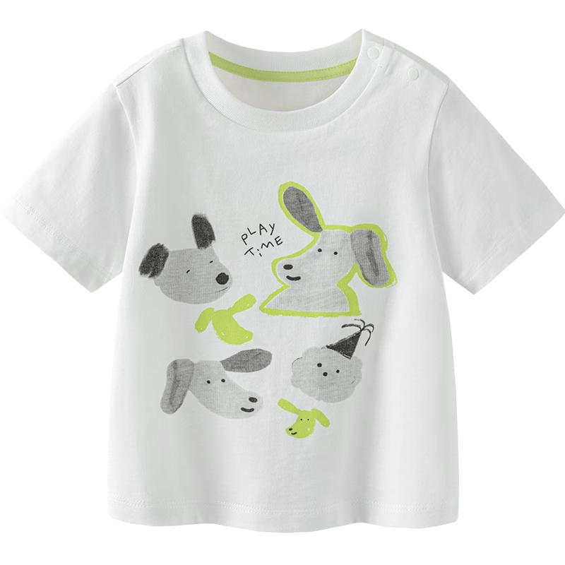 Minibala Pure Cotton Kids Short Sleeve T-Shirt with Puppy Print 130