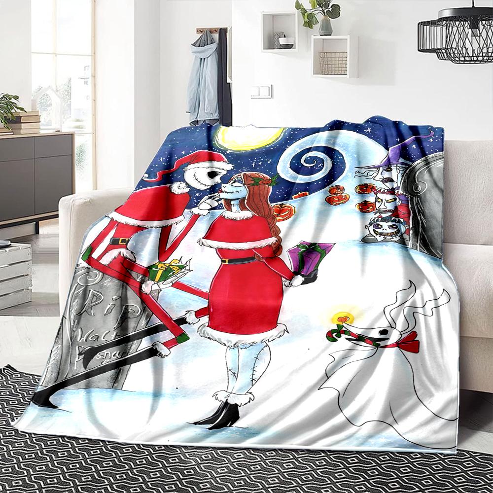 1Pc Jack Sally'S Winter Romance Blanket Soft Throw Blanket For Home Bedroom Bed Sofa Travel Office Solid Christmas Blanket