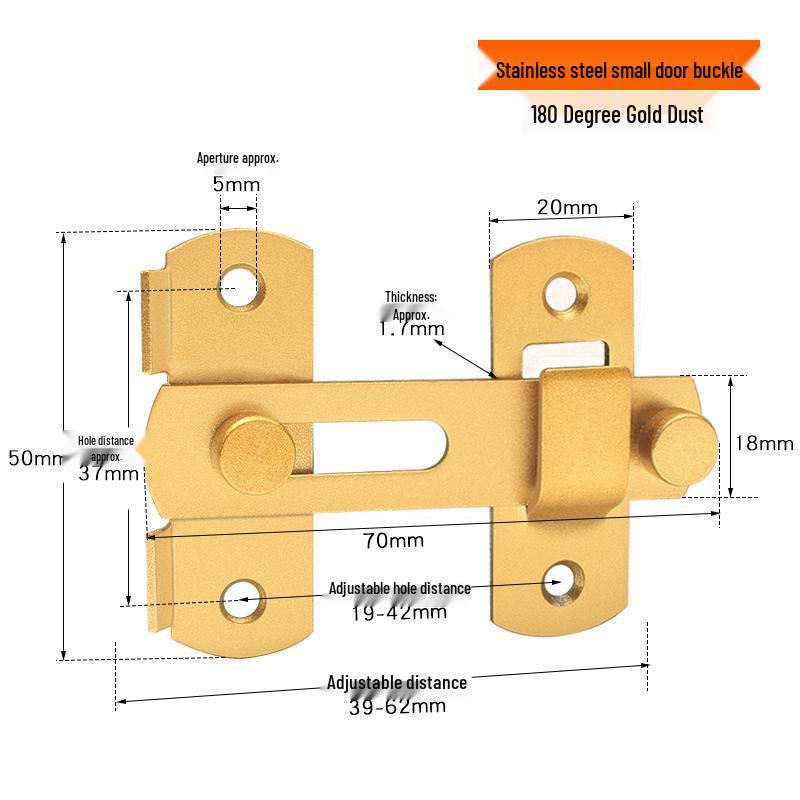 No-Drill Sliding Door Lock Bolt Anti-theft Clasp for Bathroom and Room Doors