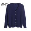 Fall Coat Women Sweater Solid Color Single-breasted Buttons Long Sleeves Casual Autumn Cardigan Soft V Neck Jacket for Daily Wear