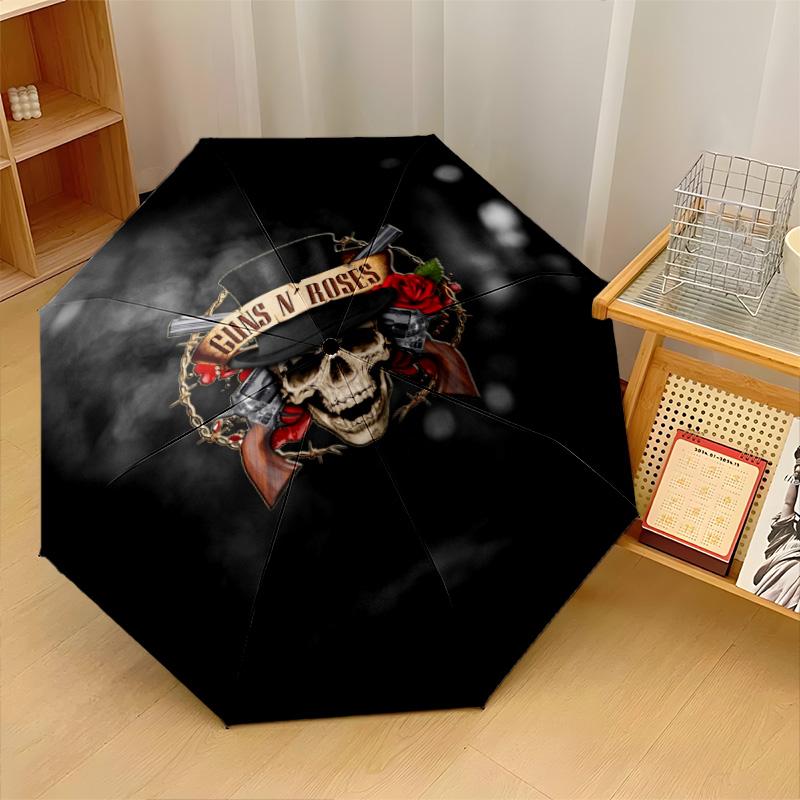 Guns N’ Roses Print 8?Ribs Automatic Umbrella Wind Resistant Lightweight Folding Umbrella For Outdoor Travel