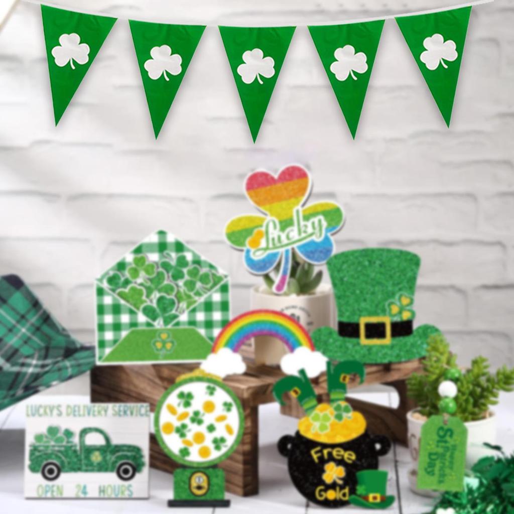 10m St. Patrick's Day Clover Green Triangle Flag Banner