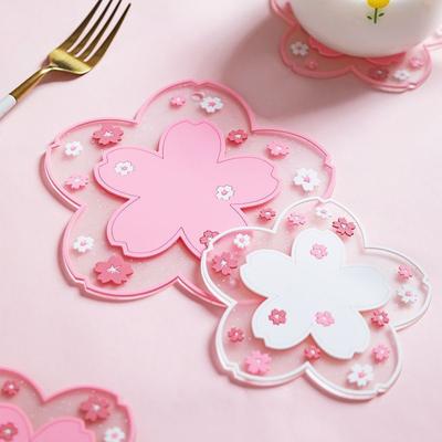 Kawaii Japan Kirschblüten-Untersetzer, Teetassen-Untersetzer, Sakura-Untersetzer, isolierende Tischsets für Tee, Milch, Becher, Getränkebecher, Untersetzer, 1 Stück